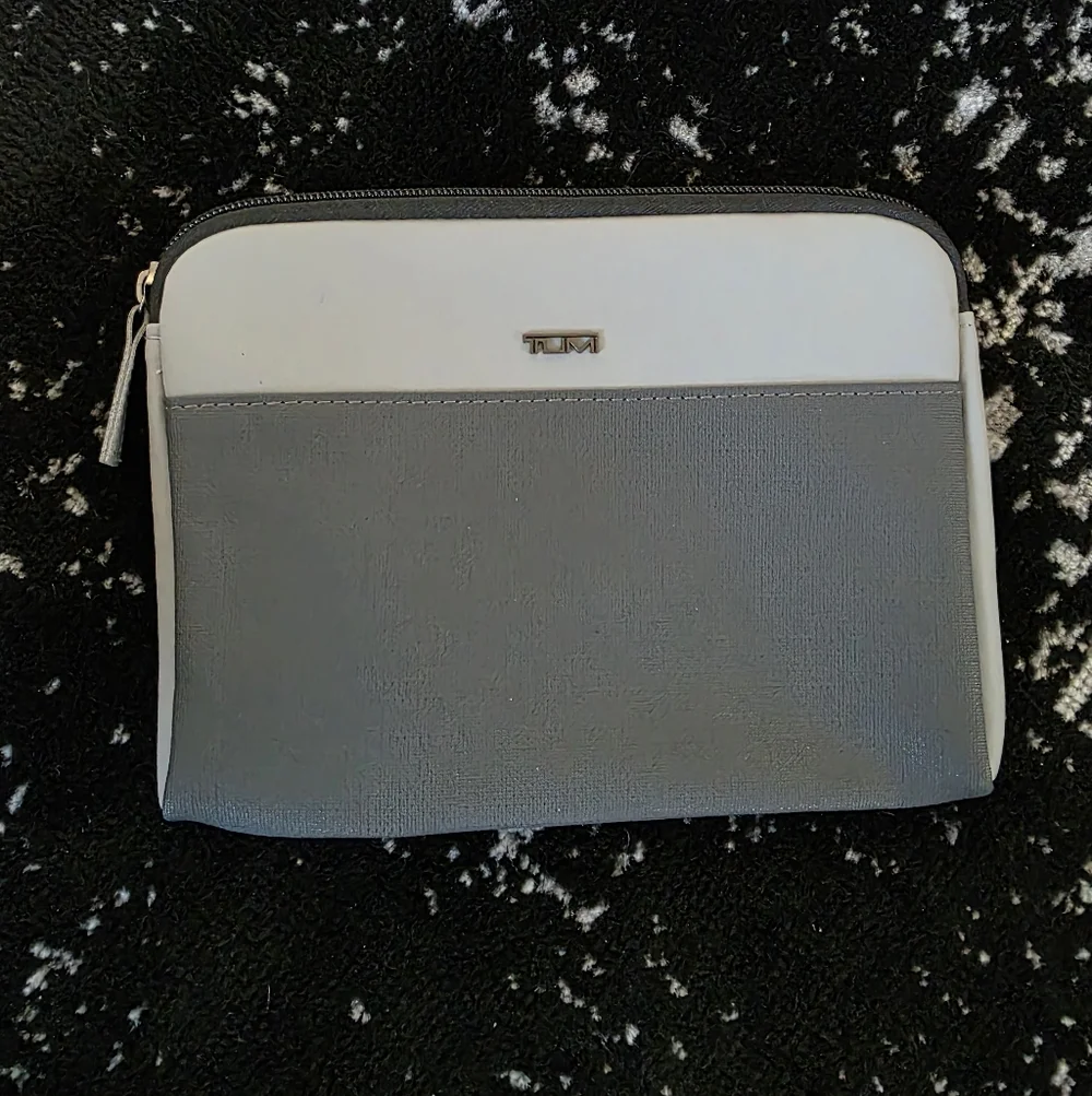 TUMI Gray Zip Pouch Soft Sided Travel Case Toiletry Bag
